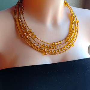 Naszyjnik Bursztynowe Koraliki Szklane Kulki Korale nasz25.5