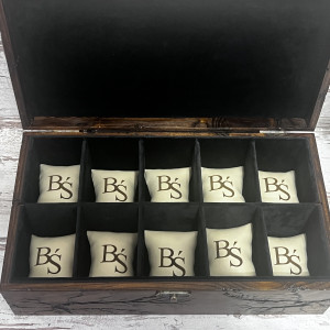 Pudełko na zegarki,  Drewniane pudelko  na zegarki, 10 komorowe pudelko na zegarki