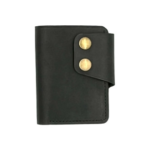 Czarny męski portfel skórzany ręcznie uszyty.