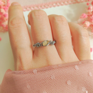 Pierścionek Cytryn regulowany stal chirurgiczna handmade