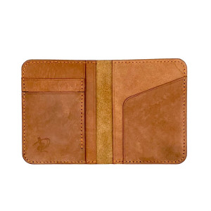 Jasno-brązowy portfel ręcznie uszyty .