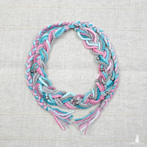 5776 kolorowy naszyjnik; boho naszyjnik; lekki, efektowny; naszyjnik warkocz