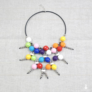 6408 kolorowy, tęczowy, pleciony naszyjnik; kolia