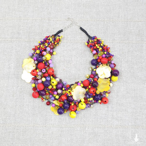 6147 czerwony, żółty, fioletowy naszyjnik; kolorowa kolia