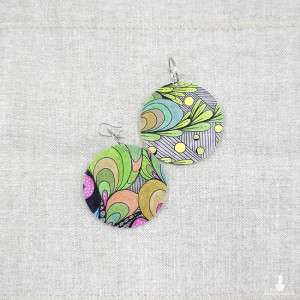 6590 kolorowe, niepowtarzalne, duże, dwustronne kolczyki; 4 w 1;