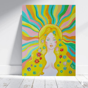 obraz ręcznie malowany portret pani wiosna