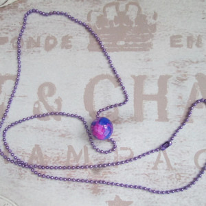 Nowa*Sztuczna biżuteria handmade *Naszyjnik kulkowy z zawieszką *