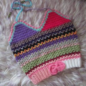 Nowy  szydełkowy ażurowy wiązany top bez pleców * Handmade *