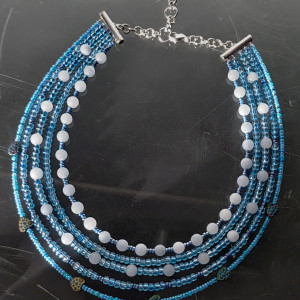 Naszyjnik Krótki Korale Niebieskie Kulki Jadeit Kolorowa Biżuteria Unikat nasz25.4