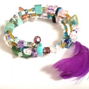 bransoletka etno boho pompony