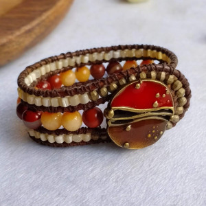 Bransoletka boho  z jaspisów i jadeitów