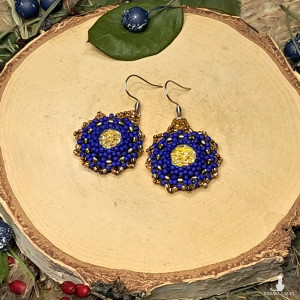 Juliette - fioletowo złote kolczyki z koralików