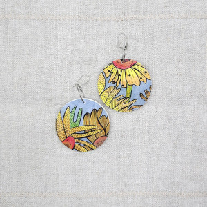 6518 kolorowe, niepowtarzalne, duże, dwustronne kolczyki; 4 w 1;