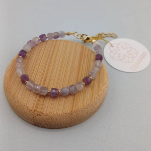 Bransoletka z kamieni naturalnych - Fluoryt,  stal szlachena 001/25