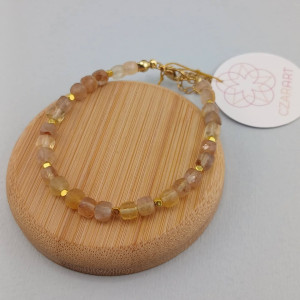 Bransoletka z kamieni naturalnych - Fluoryt,  Hematyt, stal szlachena 003/25