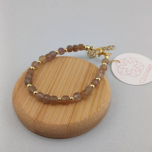 Bransoletka z kamieni naturalnych - Fluoryt,  Hematyt, stal szlachena 004/25