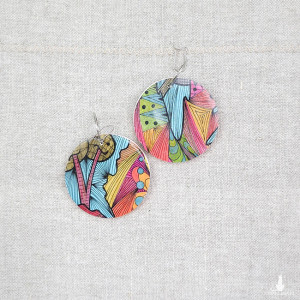 6520 kolorowe, niepowtarzalne, duże, dwustronne kolczyki; 4 w 1;