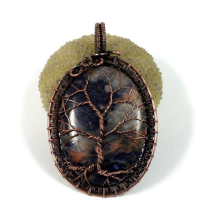 Sodalit i Drzewko szczęścia, Miedziany wisior z sodalitem, ręcznie wykonany, prezent dla niej, prezent dla mamy, prezent urodzinowy