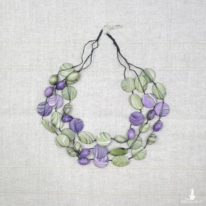 6342 zielony, fioletowy naszyjnik; korale