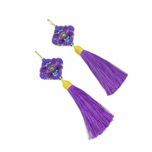 Kolczyki sutasz fioletowe Aztec