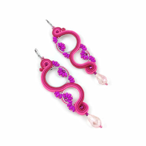 Kolczyki sutasz Cocoloco Medium fuksja róż soutache