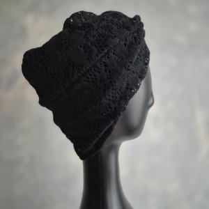 Turban koronkowy czarny  etno