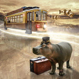 Plakat gotycki/steampunk hipopotam 03_2018