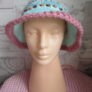 Wiosenny kapelusz szydełkowy handmade * Nowy * Boho * Retro * Vintage *