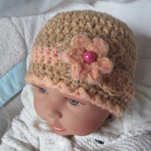 Wiosenna ozdobna czapka szydełkowa handmade * Niemowlęca * Nowa * Boho * Retro * Vintage *