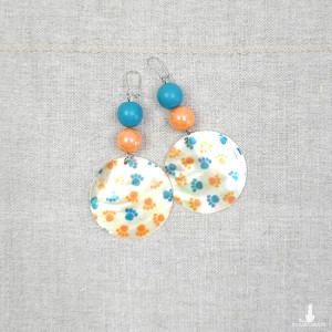 6030 długie, duże kolczyki, psie łapki