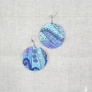 6580 niebieskie, niepowtarzalne, duże, dwustronne kolczyki; 4 w 1;