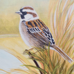 OBRAZ RĘCZNIE MALOWANY AKRYLOWY "ZASTYGNĄĆ W BEZCZASIE" - 30x24cm