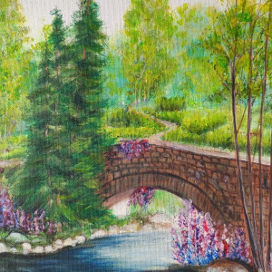 OBRAZ RĘCZNIE MALOWANY AKRYLOWY "PO DRUGIEJ STRONIE" - 30x24cm