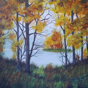 OBRAZ RĘCZNIE MALOWANY AKRYLOWY "W ODDALI" - 30x24cm