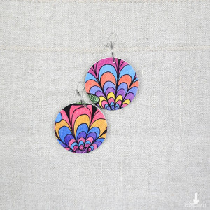 6566 kolorowe, niepowtarzalne, duże, dwustronne kolczyki; 4 w 1;