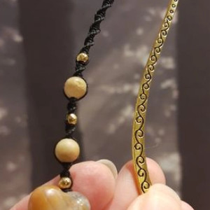 Ozdobna zakładka do książek, metalowa, z kamieniami, serce, amazonit, Walentynki