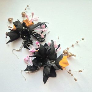 Kolczyki  długie kolorowe kwiaty