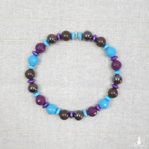 6421 brązowy, śliwkowy, niebieski naszyjnik; korale, kolia