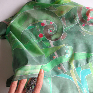 Duża jedwabna chusta Roślinna personalizowana