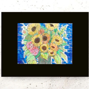 kwiatki plakat A4, kwiatki obrazek 21x30, mały plakat z kwiatkami, słoneczniki plakat, słoneczniki obrazek, plakat ze słonecznikami, plakat z bukietem, bukiet obrazek, bukiet plakat