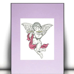 retro plakat a4, aniołek obrazek  A4, amorek plakat A4, mała grafika na ścianę, obrazek z aniołkiem, obrazek z amorkiem, mały plakat do sypialni, miłość plakat