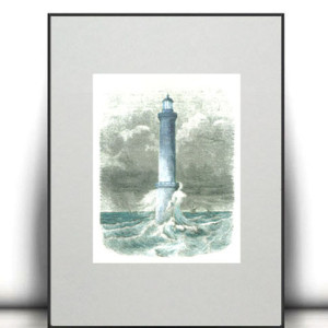latarnia plakat do domu, retro plakat A4, skandynawski plakat 21x30, plakat z latarnią morską, styl żeglarski, styl marine, styl marynarski, morze plakat, morski plakat