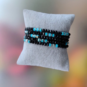 Bransoletka Naszyjnik Czarna Turkus Boho Sznurek Hematyt bra1