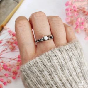 Pierścionek Jadeit regulowany stal chirurgiczna handmade