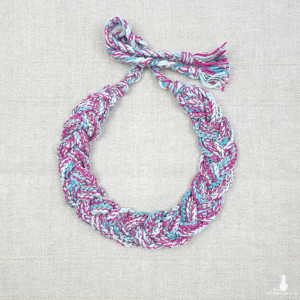 5925 niebieski, różowy, srebrny naszyjnik