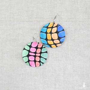 6502 kolorowe, niepowtarzalne, duże, dwustronne kolczyki; 4 w 1; tęczowe kolczyki