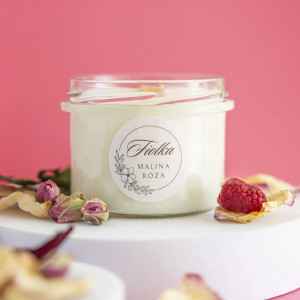 Malina z różą świeca sojowa