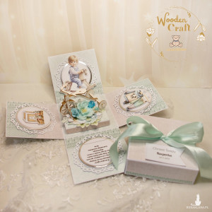 Exploding box na chrzest, roczek, narodziny, kartka, pamiątka "Tiny Miracle" GOTOWY