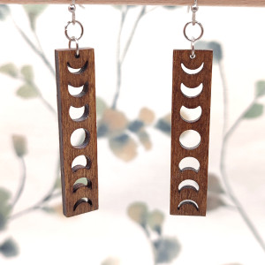 Kolczyki drewniane fazy księżyca
