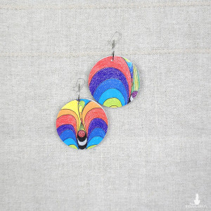 6516 kolorowe, niepowtarzalne, duże, dwustronne kolczyki; 4 w 1;